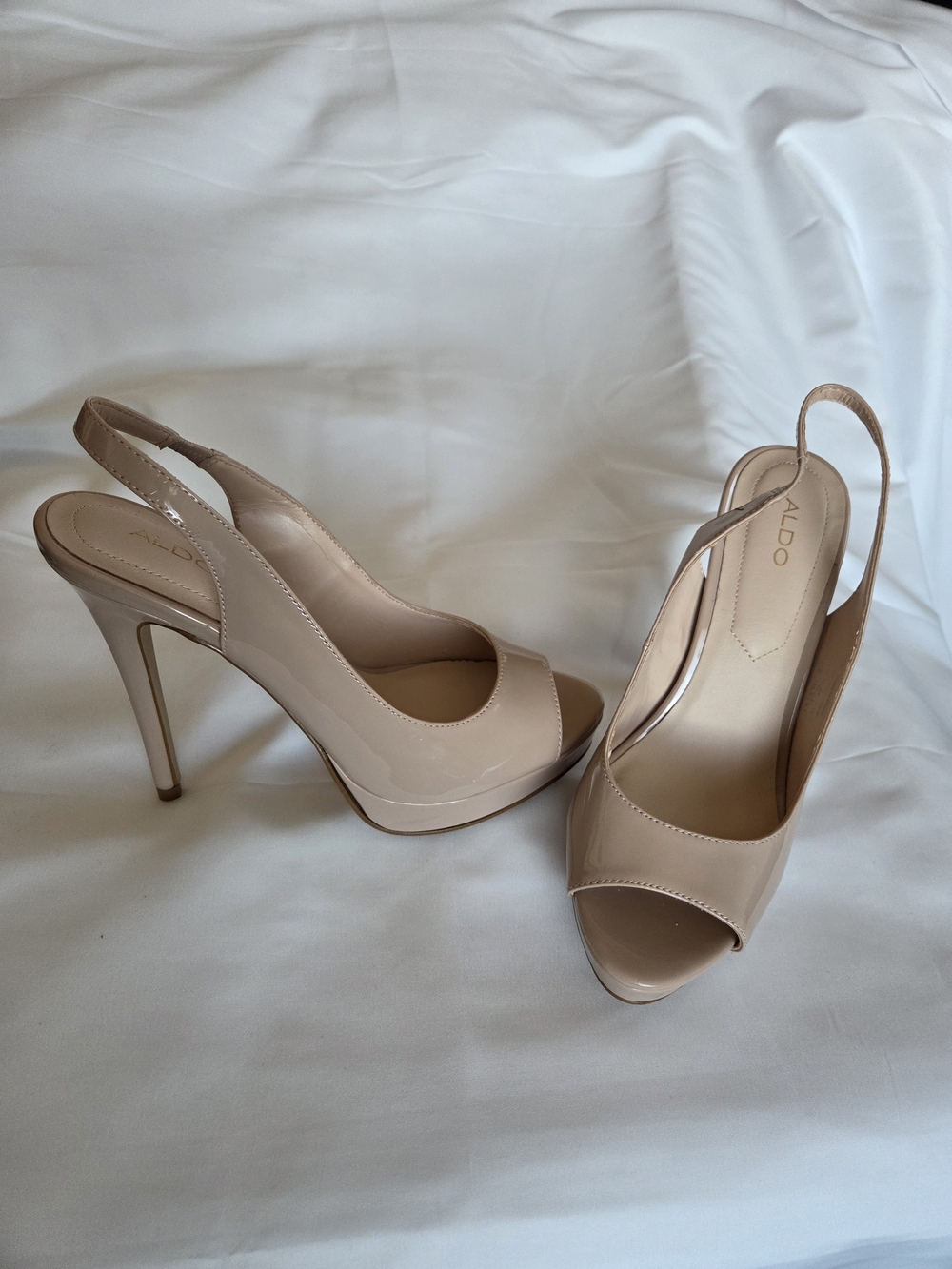 ALDO Women's Nude Slingback Peep-Toe High Heels Size 8